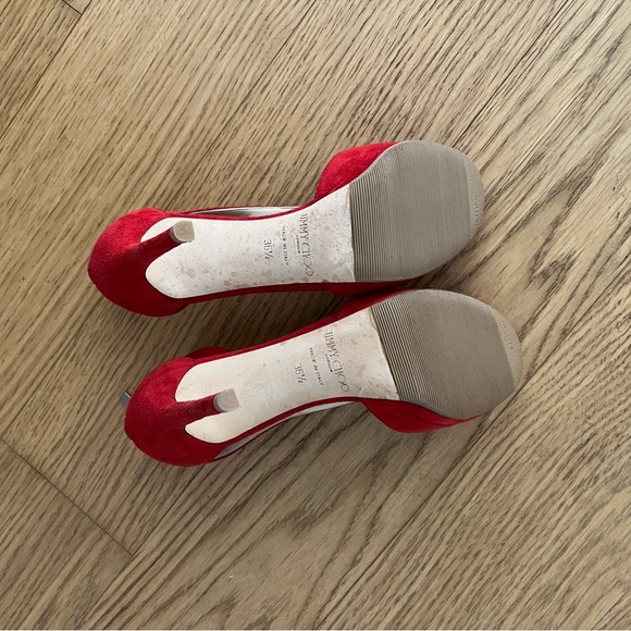 Gently used Jimmy Choo Red Suede T strap heels - Picture 14 of 15